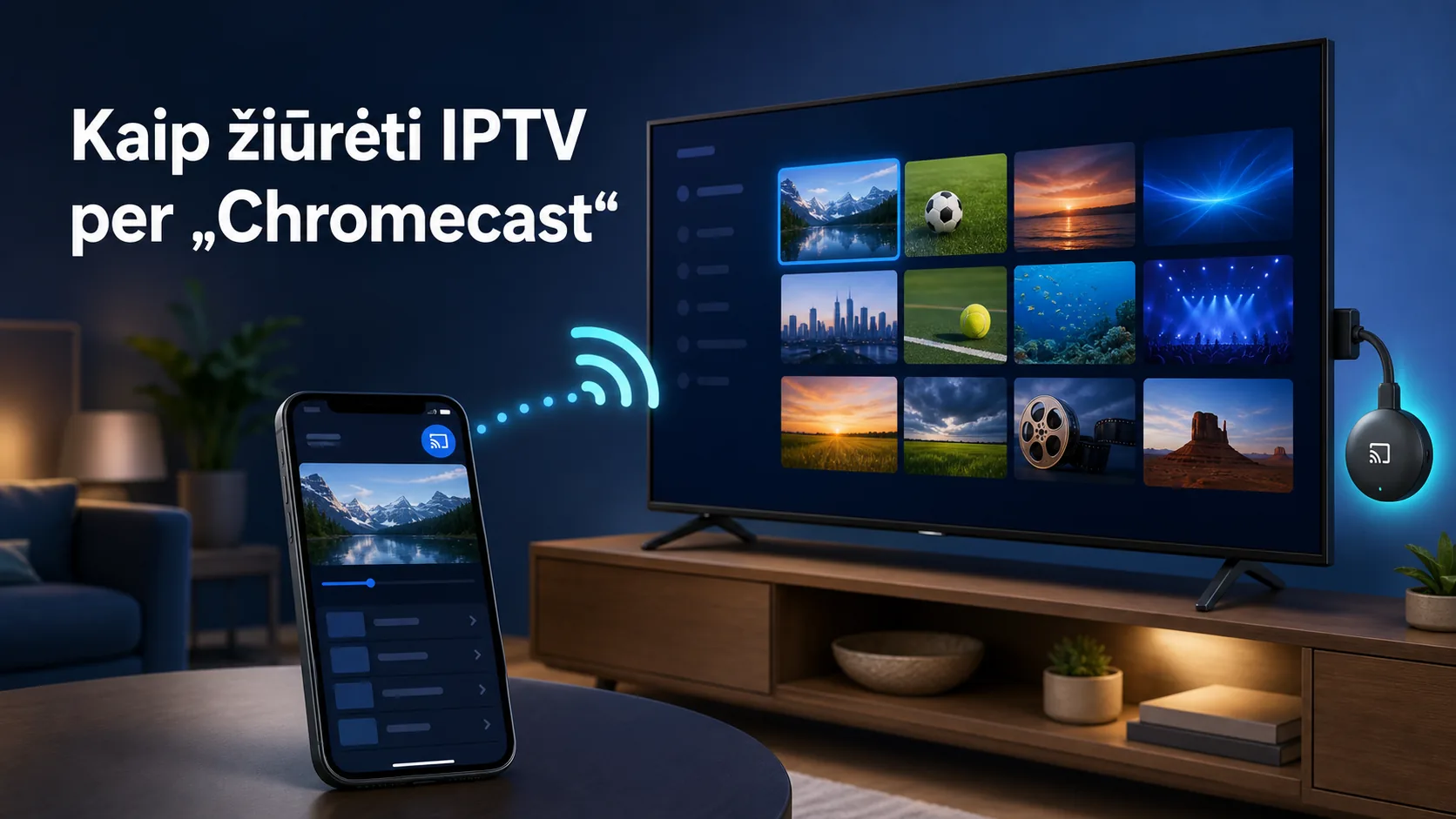 Kaip žiūrėti IPTV per „Chromecast“