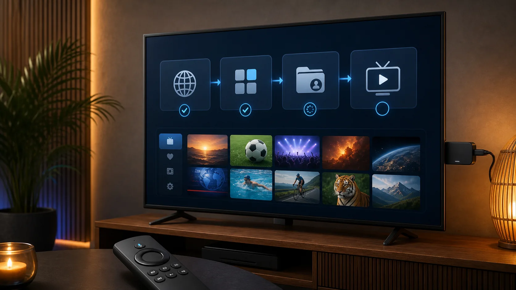 Kaip nustatyti IPTV „Amazon Fire TV Stick“ įrenginyje