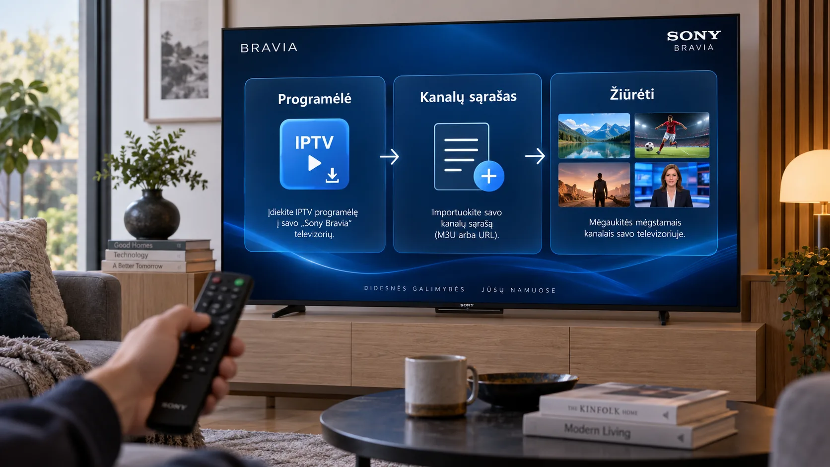sony bravia iptv nustatymas — IPTV nustatymas „Sony Bravia“ televizoriuje: nuo programėlės iki kanalų sąrašo